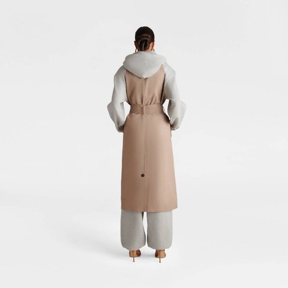 KBB by Kahlana Sweatshirt Trench Coat - Khaki Medium - Picture 7 of 11